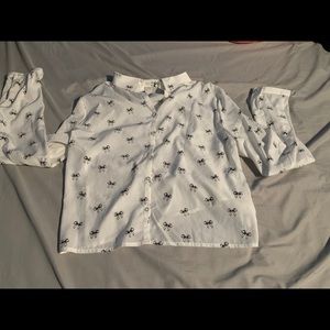 White and black dress shirt.